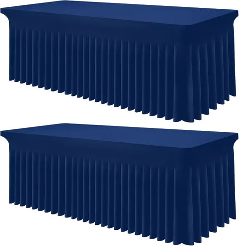 Miniatura 60 de Smiry Mantel de Spandex, Mantel Elástico Ajustable Extensible para Mesas Rectangulares de 6 Pies, Falda Cubierta de Mesa Impermeable y Lavable