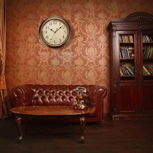 Miniatura 6 de Plumeet Reloj de Pared de Metal Pequeño, 10'' Sin Tictac Clásico Silencioso Relojes de Pared de Hierro Decorativos para Cocina, Sala de Estar, Marrón