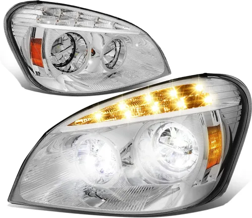 Miniatura 11 de DNA MOTORING HL-HAY-040-BK - Par de faros LED C-Halo con proyectores y barra de luz 3D, compatible con Freightliner Cascadia 08-17, carcasa negra