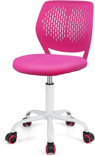 Miniatura 12 de HONEY JOY Silla de escritorio para niños, silla de estudio para niños con altura ajustable, respaldo bajo, silla giratoria de malla rodante, silla