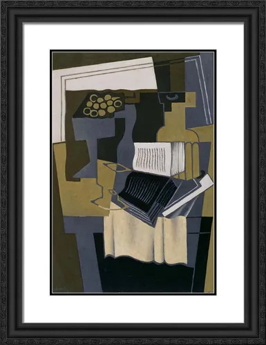 Miniatura 4 de ArtDirect Gris, Juan 19x24 Gold Ornate Framed Art Print with Double Matting Titled: Grapes Glass and Book Gold Ornate Wood Frame with Double Matting