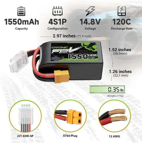 Miniatura 2 de OVONIC Batería Lipo de 14.8V 120C 1550mAh 4S