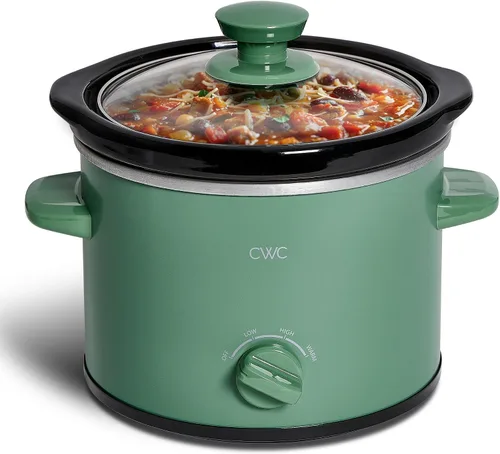 Miniatura 8 de COOK WITH COLOR 2QT Mini Olla de cocción lenta eléctrica redonda - Configuraciones ajustables, olla de gres extraíble, tapa de vidrio templado, apta