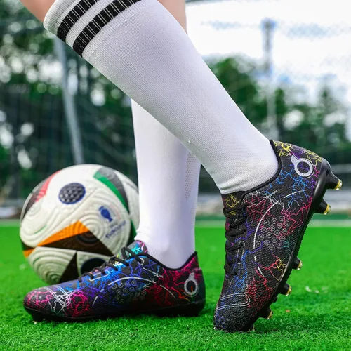 Miniatura 7 de Zapatos de fútbol para niños, zapatos de fútbol para suelo firme, tenis atléticos para niñas, para exteriores, césped y fútbol para niños pequeños