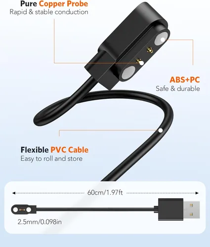 Miniatura 2 de Parsonver Paquete de 2 cargadores de reloj inteligente para SPROD1, cable de carga USB magnético para relojes inteligentes con cable de 2 pines
