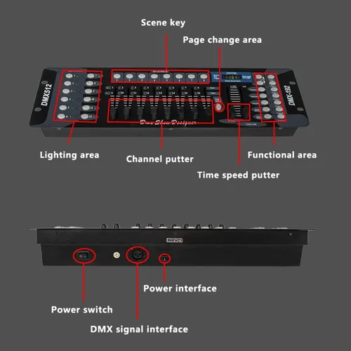 Miniatura 4 de SHEHDS Controlador de DJ 192 DMX Pantalla LCD Controlador DMX Equipo de DJ Controlador de luz de escenario, Luces Par, Luces de cabeza móvil, Pubs