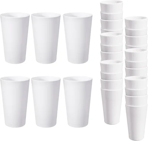 Miniatura 16 de Juego de 24 vasos de plástico irrompibles, vasos de plástico reutilizables de 20 onzas, vasos de agua apilables, vaso para beber para cocina
