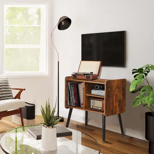 Miniatura 2 de Possile - Soporte para tocadiscos con almacenamiento para discos de vinilo, mesa para tocadiscos de mediados de siglo para sala de estar, dormitorio
