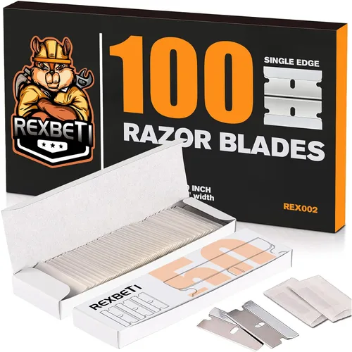 Miniatura 9 de REXBETI 400 piezas Hojas de afeitar de un solo filo, Hojas de afeitar de raspador industrial, Hoja de afeitar de un solo filo, Hojas de repuesto