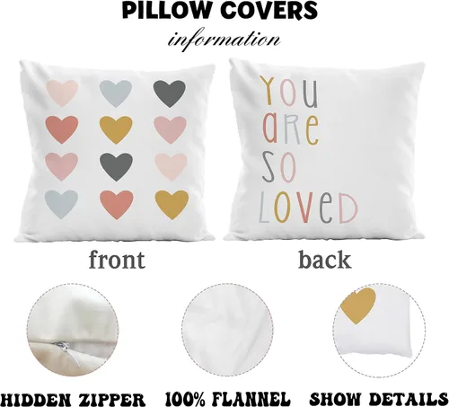 Miniatura 6 de Funda de almohada bohemia para aula, funda de almohada reversible con corazón de 18 x 18 pulgadas, fundas de almohada para sofá de guardería