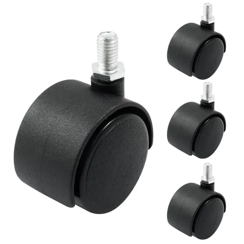 Miniatura 13 de 4 piezas ruedas giratorias de 1.5 pulgadas, ruedas giratorias de placa de nailon negro con freno, ruedas giratorias de placa resistente de repuesto