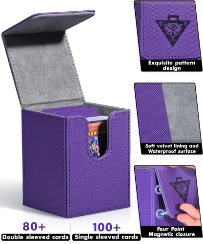 Miniatura 2 de Caja de almacenamiento para cartas ZLCA para MTG Yugioh TCG, caja de almacenamiento de cartas con separadores para más de 100 cartas con mangas