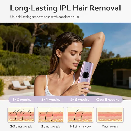 Miniatura 5 de BeautyGlow Dispositivo de depilación láser para mujeres, removedor de pelo IPL en casa con tecnología de enfriamiento de hielo para cara y cuerpo