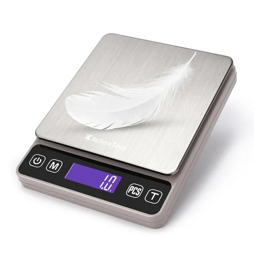 Miniatura 8 de Báscula Digital de Cocina KitchenTour - 3000g/0.1g - Báscula de Alimentos de Alta Precisión con 9 Unidades (g/oz/ml/lb/lb:oz/gn/ozt/DWT/ct) - Negro