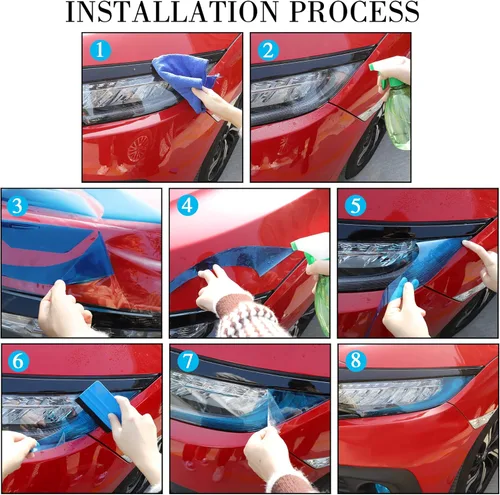 Miniatura 7 de TOMALL 3 pares de vinilos para luz antiniebla para faros delanteros laterales para Honda Civic 2016-2021, calcomanías autoadhesivas de vinilo