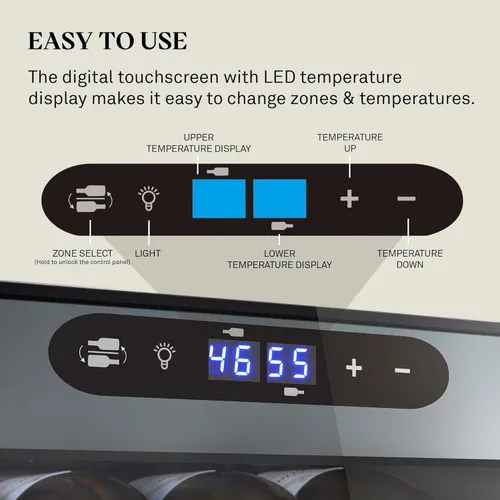 Miniatura 6 de Wine Enthusiast Enfriador de vino con compresor MAX de doble zona de 32 botellas, mini refrigerador independiente con pantalla táctil digital