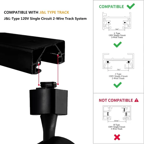 Miniatura 4 de J&L - Kit de iluminación LED tipo pista, 8 cabezales, luz cálida 3000 K, 25 W, 2700 lm, sistema de iluminación regulable de alto brillo con riel
