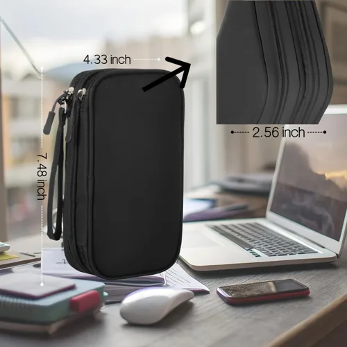 Miniatura 4 de Bolsa de almacenamiento portátil impermeable de doble capa todo en uno, organizador de cables de viaje, bolsa organizadora de accesorios