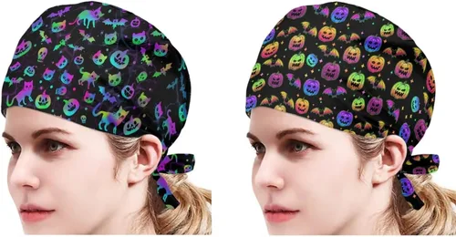 Miniatura 134 de Babrukda Paquete de 2 gorras con banda para el sudor ajustable con lazo en la espalda, gorro divertido