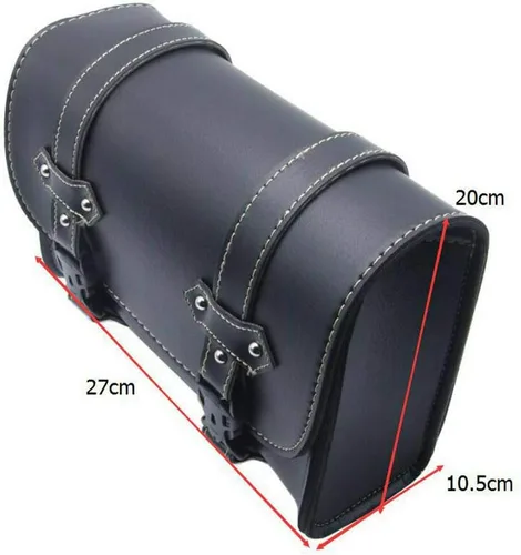 Miniatura 4 de Maso Bolsa de silla de montar de motocicleta, equipaje universal de cuero PU bolsa de almacenamiento con 2 correas de montaje negro