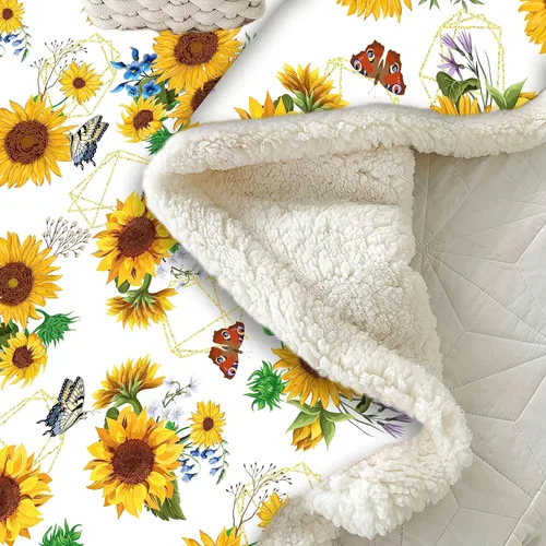 Miniatura 5 de Manta de girasol, regalos de girasol, manta gruesa cálida y suave (blanco, 60 x 80 pulgadas)