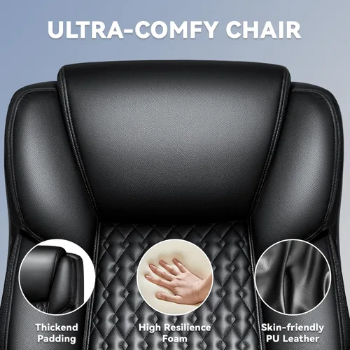 Miniatura 5 de Silla de oficina grande y alta, 500 libras, silla de cuero de oficina ejecutiva resistente para personas pesadas, silla de oficina ergonómica