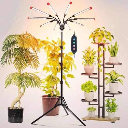 Miniatura 9 de Luces de Cultivo de Mesa de 3 Cabezales para Plantas de Interior, Inicio de Semillas, Verduras, Bonsái con Temporizador de Encendido/Apagado