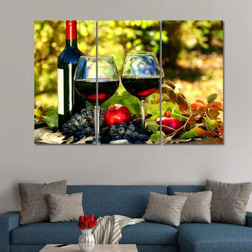 Miniatura 18 de Obra de arte para paredes del hogar, 3 paneles de letras de vino tinto, pinturas de corcho, impresiones HD, arte de pared de corcho de vino sobre