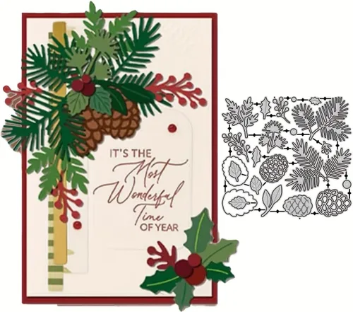 Miniatura 15 de Lapoo Troquel de corte de metal de Navidad para álbumes de recortes, fondos 3D, troqueles de corte de marco, decoración de álbum de bricolaje