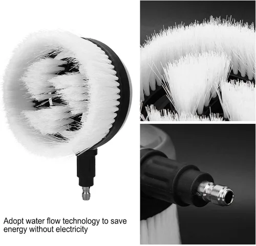Miniatura 6 de Cepillo de lavado rotativo, cepillo para lavadora a presión, 360 grados en forma de ventilador para pistola de agua de alta presión, conector rápido