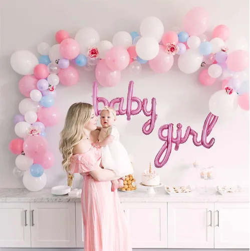 Miniatura 4 de TONIFUL Globos con Letras para Niña - Globos de Papel de Aluminio Rosa de 16 Pulgadas, Pancarta para Baby Shower de Niña, para Fiesta de Revelación