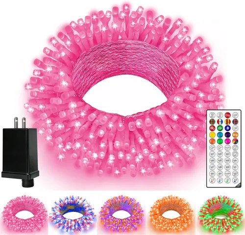 Miniatura 11 de Ollny Luces RGB de Halloween, 200 luces LED de 66 pies, 130 modos que cambian de color, luces de Navidad conectables con control remoto, verde