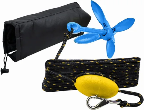 Miniatura 2 de XIALUO Kits de anclaje para kayak marino, accesorios de anclaje plegable de 3.5 libras con cuerda de 30 pies para kayaks de pesca, canoa, moto 3.5lb