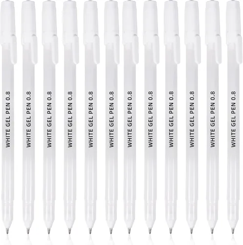 Paquete de 12 bolígrafos de gel blanco, punta extrafina de 0.031 in, bolígrafo de gel de tinta blanca de primera calidad, para papel negro, arte,