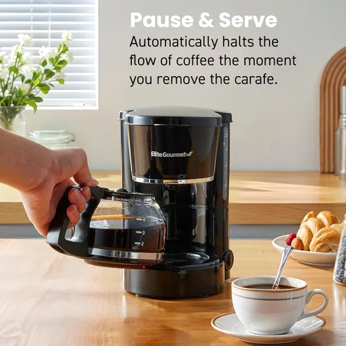 Miniatura 7 de Maxi-Matic EHC-5055# Elite Gourmet Cafetera automática para preparar por goteo con filtro reutilizable, pausa y sirve, interruptor
