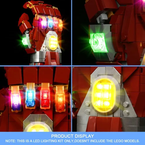 Miniatura 3 de VONADO Kit de luz LED compatible con Lego Nano Gauntlet 76223, iluminación de bricolaje compatible con Iron Man Gauntlet Lego 76223