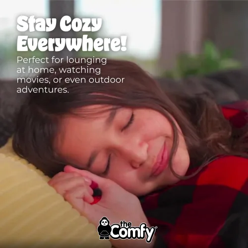 Miniatura 6 de THE COMFY Original Jr para niños Manta de sherpa de forro polar de gran tamaño con capucha y bolsillo Vista en Shark Tank Cuadros rojos