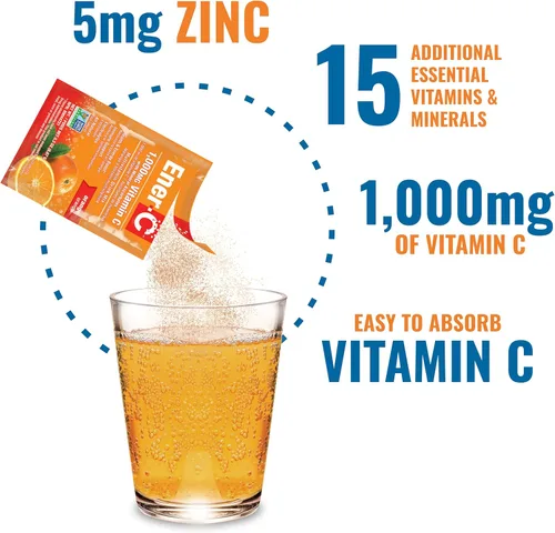 Miniatura 4 de Ener-C Mezcla de bebida multivitamínica de naranja, 1000 mg de vitamina C, sin OMG, vegana, polvo de jugo de fruta real, apoyo inmunológico natural