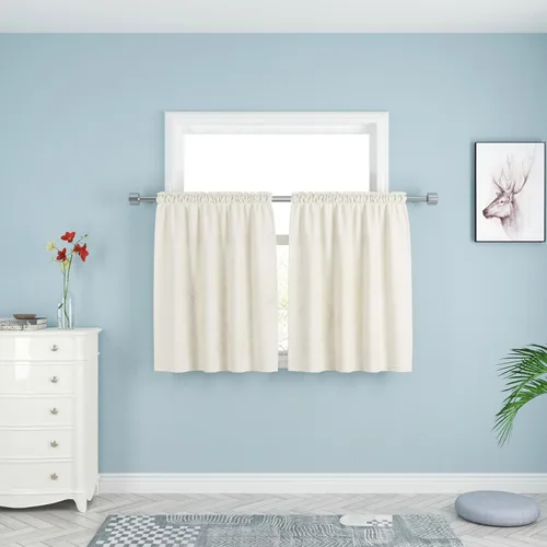 Miniatura 36 de UPOPO Cortinas de Niveles Beige Sobre Fregadero con Textura de Lino para Ventana de Cocina de 16 Pulgadas de Largo Caravana Privacidad Pequeñas