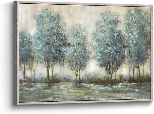 Miniatura 9 de Lienzo de pintura de árbol, arte de pared, bosque texturizado, paisaje, naturaleza, árboles, paisaje, ilustración, dormitorio, sala de estar