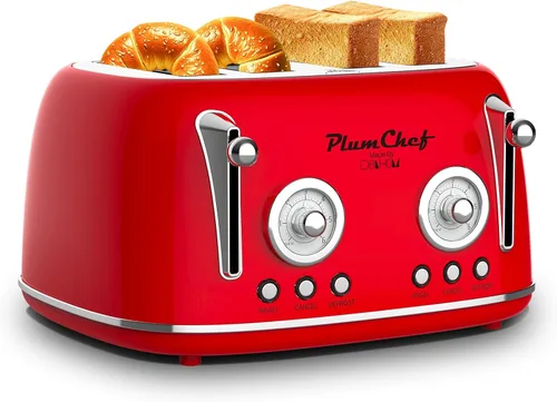 Miniatura 2 de Tostadora de ranura larga extra ancha de 4 rebanadas, bandeja extraíble para migas, 6 ajustes de tostado, funciones de bagel/descongelación, 1650 W