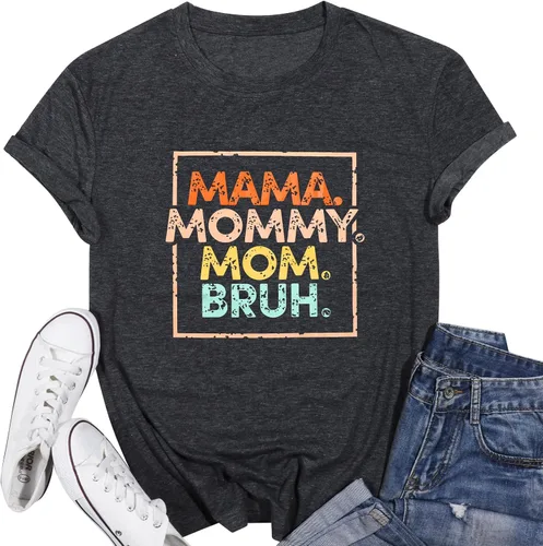 Miniatura 6 de Camisetas para mamá para mujer, camiseta de mamá mamá Bruh, divertida camiseta para mamá y vida, para el día de la madre, camiseta casual de regalo