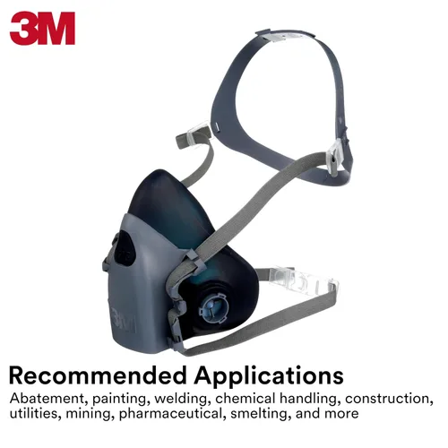 Miniatura 7 de 3M Respirador reutilizable, pieza de media cara 7501, use con cartuchos / filtros de bayoneta (no incluidos) para gases, vapores, polvo