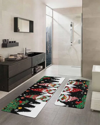 Miniatura 2 de Tapete de baño de Navidad para bañera, antideslizante, de secado rápido y absorbente, tierra de diatomeas, fregadero, dormitorio, cocina, lavable