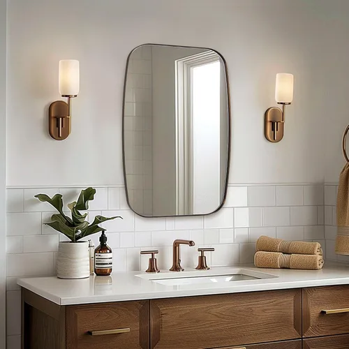 Miniatura 36 de ANDY STAR - Espejos ovalados negros para baño, espejo grande de 24x36 pulgadas con marco de metal negro mate oblongo para pared, espejo moderno
