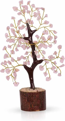 Miniatura 8 de NARIBABU Árbol de cuarzo rosa, cristales y piedras curativas, árbol de la vida de cristal, decoración de oficina en casa rosa, regalos de cumpleaños