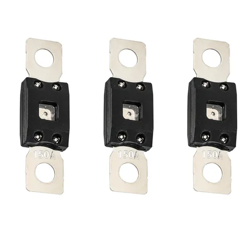 Miniatura 32 de GLOSO Portafusible Mega atornillado con cubierta negra (fusible no incluido) Perno M8 Clasificación de 500 amperios