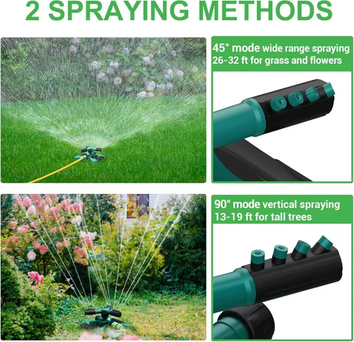 Miniatura 3 de Aspersores de agua para césped y jardín, manguera oscilante de gran área de cobertura, sistema de riego por aspersor giratorio de 360 grados (verde)