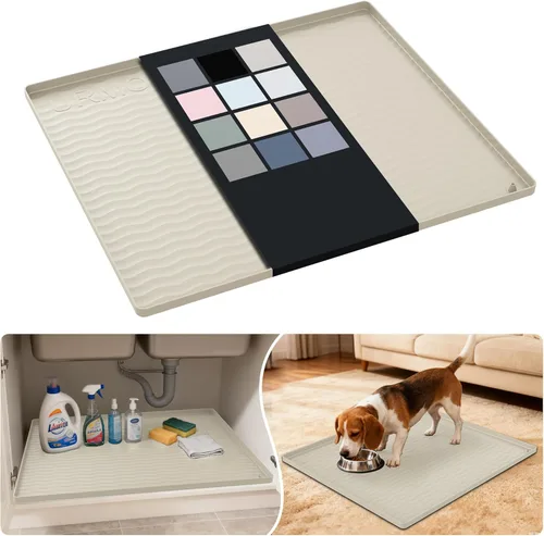 Miniatura 20 de URMONA Tapete de silicona impermeable para debajo del fregadero, 34 x 22 pulgadas, forro para estante de cocina y baño, protector de gabinetes