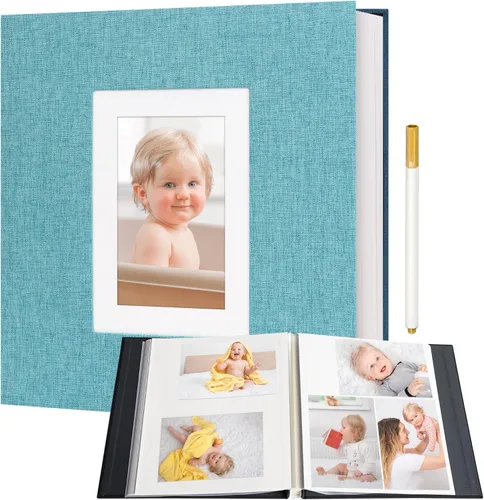 Miniatura 8 de Vienrose Álbum de fotos autoadhesivo para fotos de 2 x 3, 4 x 6, 5 x 7, 8 x 10 pulgadas, 40 páginas en blanco, cubierta de lino, libro de recuerdos